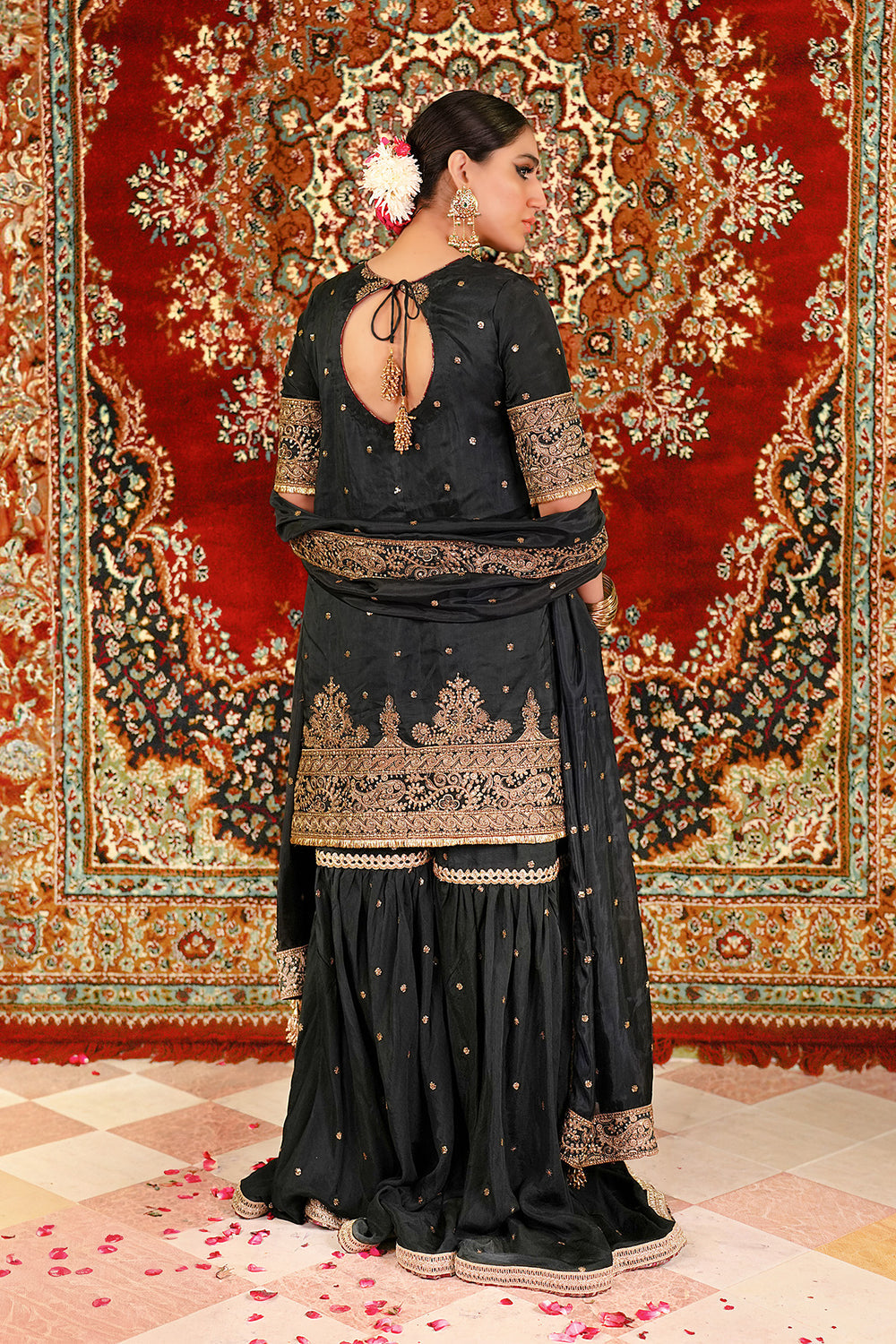 Ariha Embroidered Pure Khadi Silk Unstitched 3-Piece Suit - Black & Gold Luxury Collection