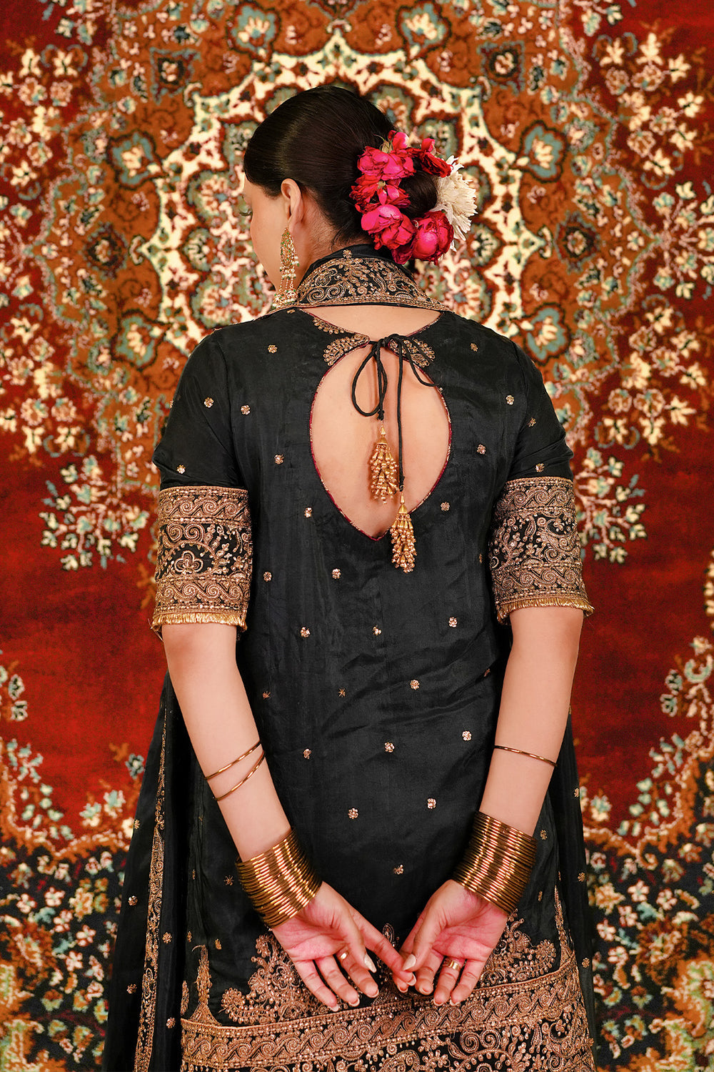 Ariha Embroidered Pure Khadi Silk Unstitched 3-Piece Suit - Black & Gold Luxury Collection