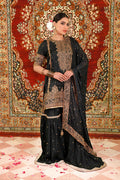 Ariha Embroidered Pure Khadi Silk Unstitched 3-Piece Suit - Black & Gold Luxury Collection