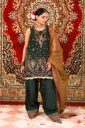 Ariha Embroidered Pure Raw Silk Unstitched 3-Piece Suit - Forest Green & Gold Luxury Collection