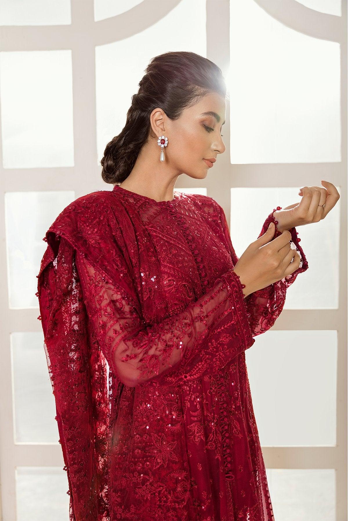 Baroque Red Embroidered Unstitched 3-Piece Suit - Premium Collection