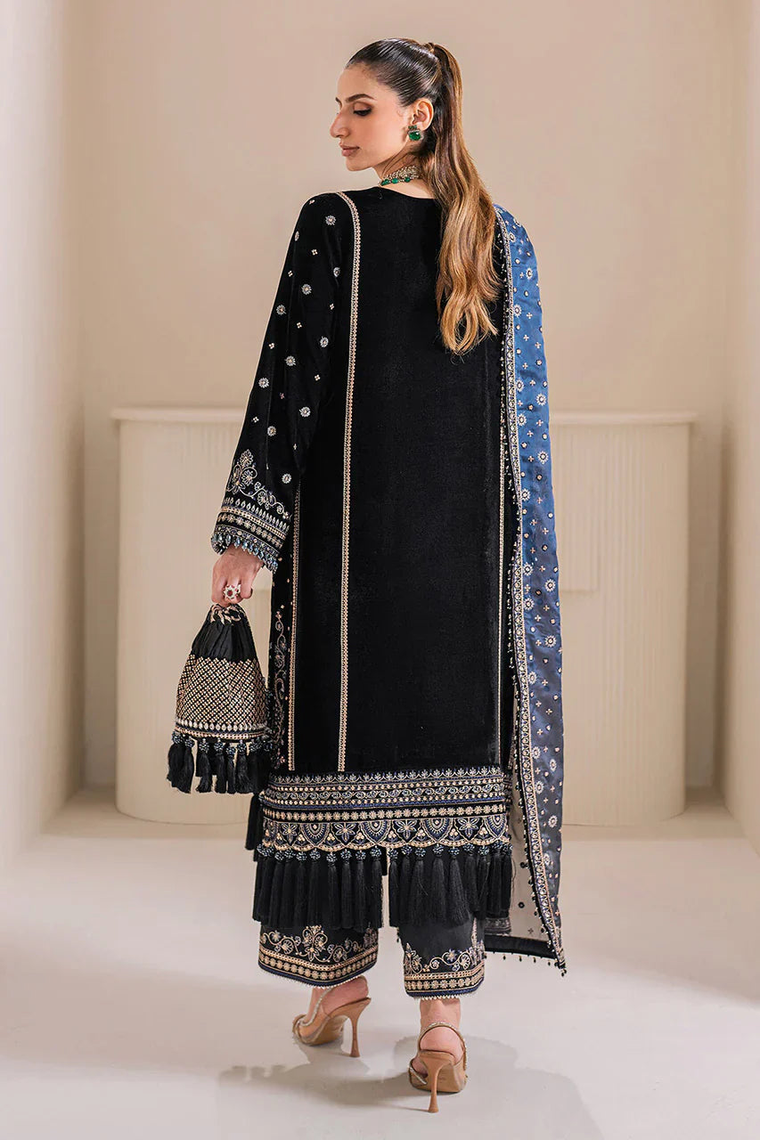 Baroque Black & Silver Embroidered Unstitched 3-Piece Suit - Premium Luxury Collection
