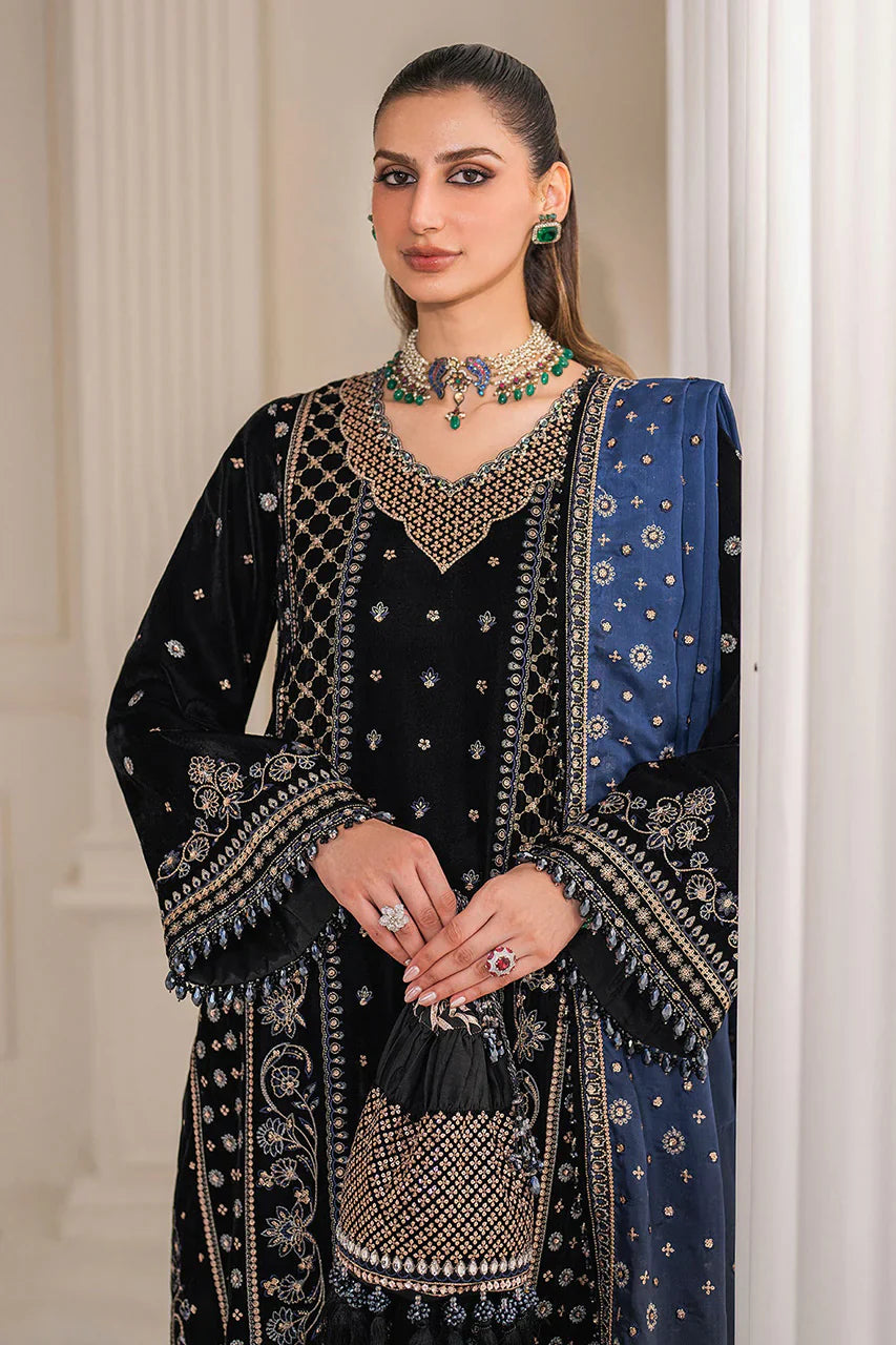 Baroque Black & Silver Embroidered Unstitched 3-Piece Suit - Premium Luxury Collection