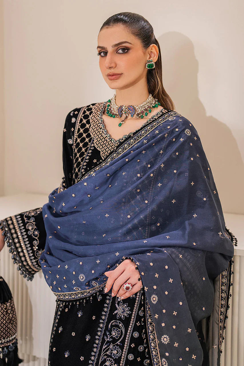 Baroque Black & Silver Embroidered Unstitched 3-Piece Suit - Premium Luxury Collection