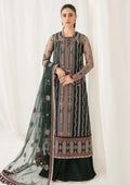 Jazmin Embroidered Net Unstitched 3-Piece Suit - Forest Green Luxury Collection