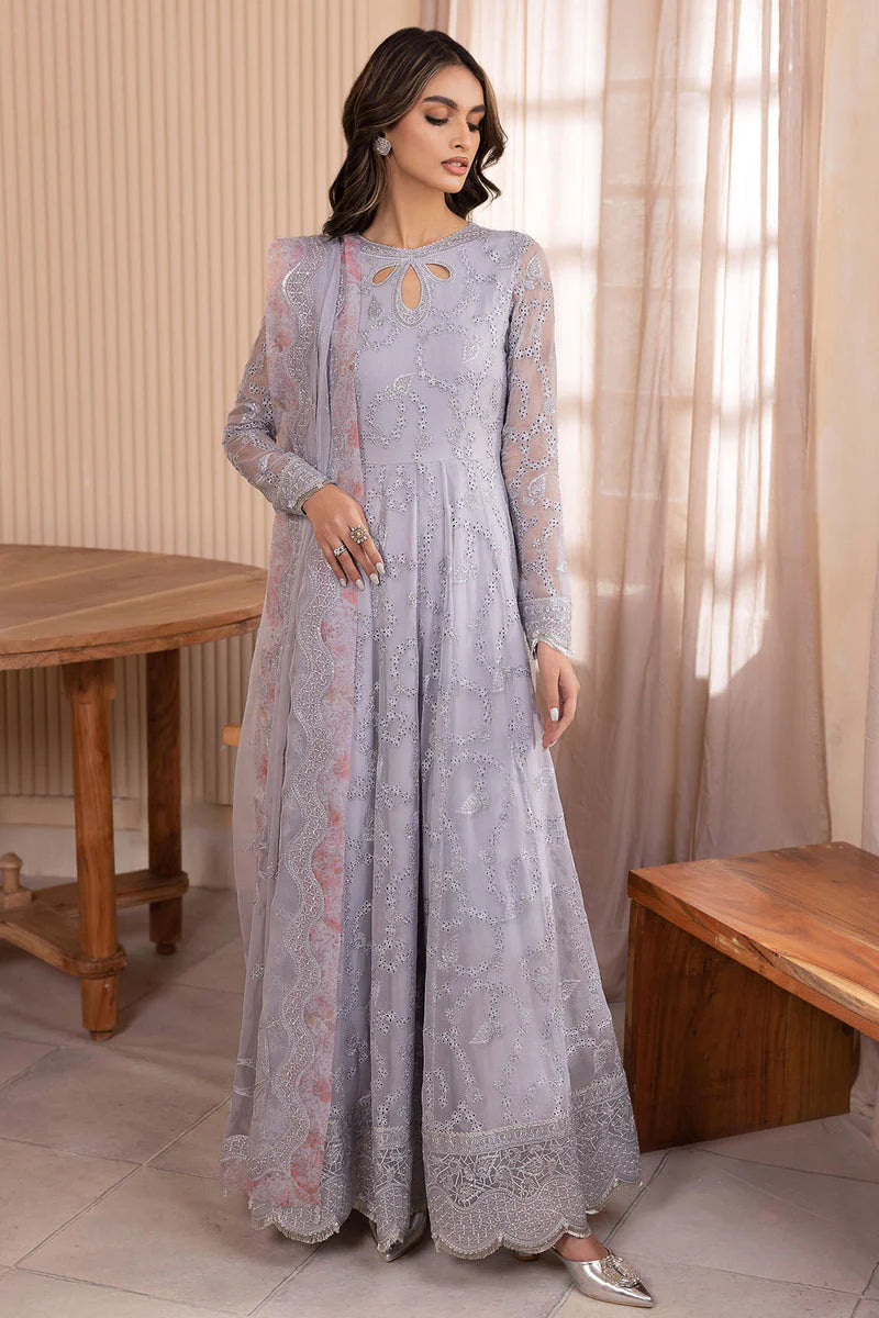 Jazmin Embroidered Chiffon Unstitched 3-Piece Suit - Lavender Luxury Collection